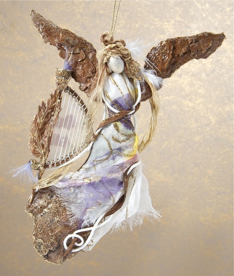 angel ornament with harp